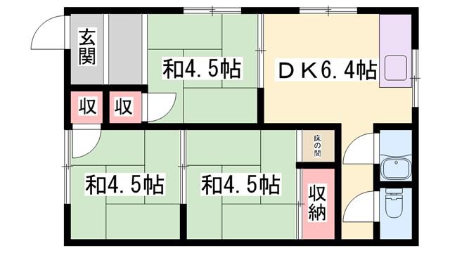 第二喜楽荘(3DK/2階)の間取り写真