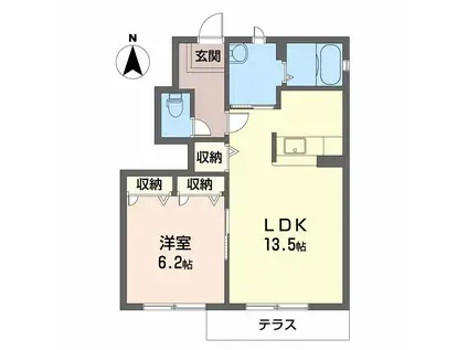 アンジェロA(1LDK/1階)の間取り写真