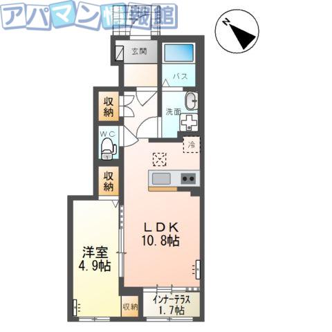 カヴァロ(1LDK/1階)の間取り写真