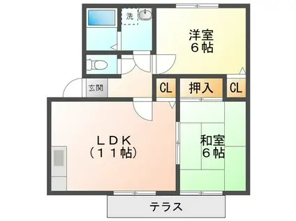 アベニーダHISA(2LDK/1階)の間取り写真