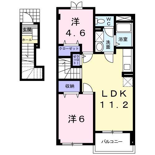 モクレレ(2LDK/2階)の間取り写真