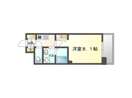 HAPPY FUN 八事石坂(1K/1階)の間取り写真