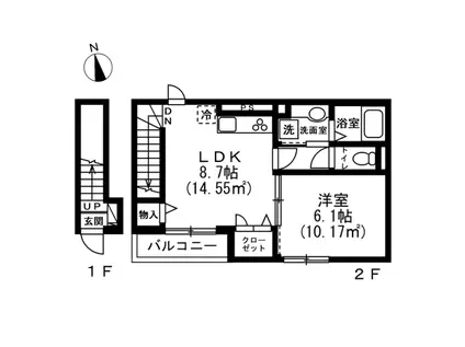 グランデュール信濃町(1LDK/2階)の間取り写真