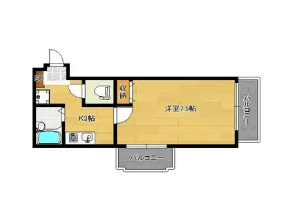 ソレーユコニシ(1K/4階)の間取り写真