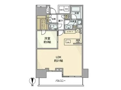ベイズ タワー&ガーデン(1LDK/24階)の間取り写真