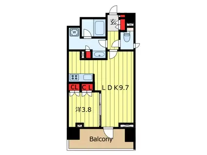 オーパスホームズ千駄木(1LDK/2階)の間取り写真
