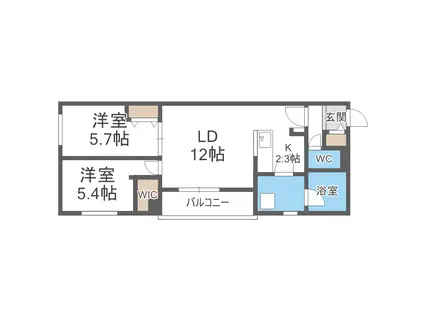 ルチェ・ソラーレハッサム(2LDK/3階)の間取り写真