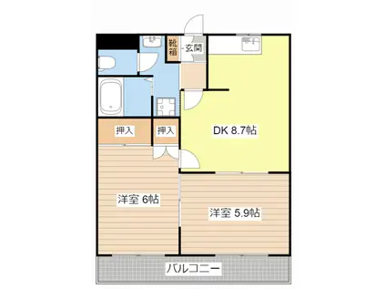 ベル・グラース(2DK/2階)の間取り写真