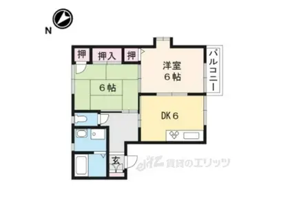 ディアスイーデン(2DK/2階)の間取り写真