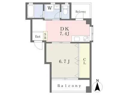 美和ビル(1DK/4階)の間取り写真