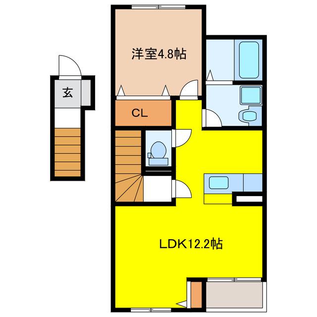 リフル アヤカ(1LDK/2階)の間取り写真