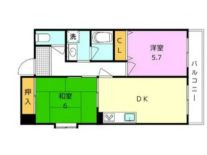 ラ・モードニシカワI(2LDK/4階)の間取り写真