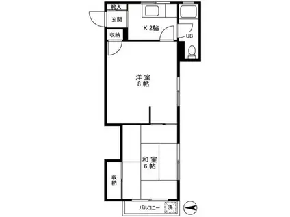 三恵ビル(2K/4階)の間取り写真