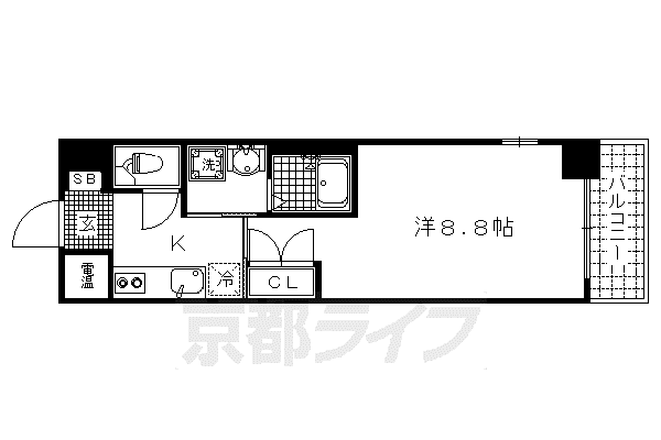 ECO・VILLAGE上賀茂(1K/1階)の間取り写真