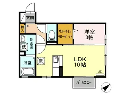 リビングタウン三条(1LDK/2階)の間取り写真