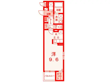 セイバリー湘南(ワンルーム/2階)の間取り写真
