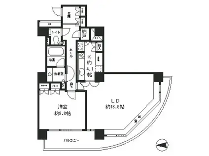 リバーポイントタワー(1LDK/10階)の間取り写真