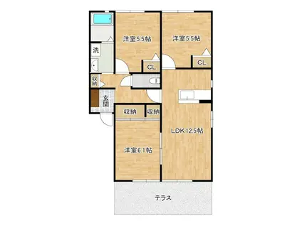 パーク・ヴィレッジC棟(3LDK/1階)の間取り写真