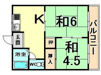 中川コーポII(2K/1階)の間取り写真