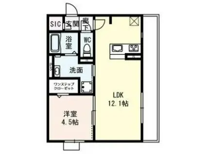 ヴィレッタ勝山(1LDK/1階)の間取り写真