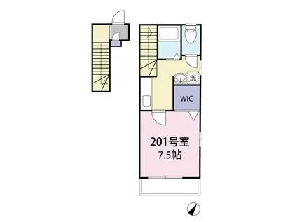 アネーロ駒沢(1K/2階)の間取り写真