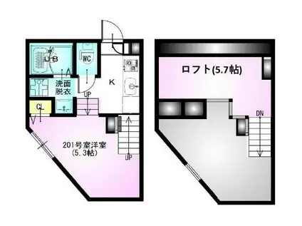 RIZEST TI(ワンルーム/2階)の間取り写真