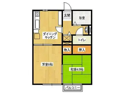 アスナロハイツ(2DK/2階)の間取り写真