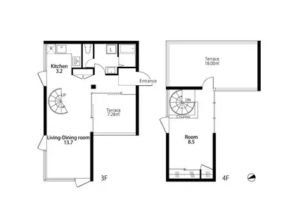 33 CUBE(1LDK/3階)の間取り写真