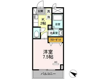 リブイル(1K/4階)の間取り写真