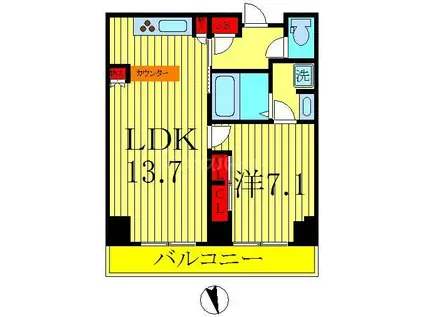 パークアクシス柏の葉(1LDK/9階)の間取り写真