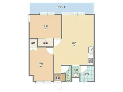 トーマスマンション真栄原(2LDK/2階)の間取り写真