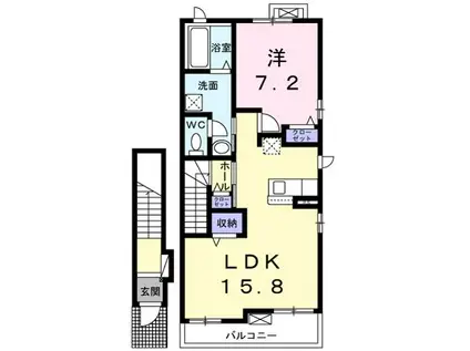 ララ・フィオーレ I(1LDK/2階)の間取り写真