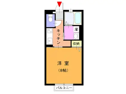 ヘスティア(1K/1階)の間取り写真