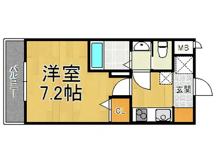 AILE南武庫之荘ウエスト(1K/1階)の間取り写真