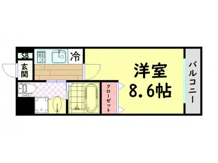 メゾン夕陽丘(1K/2階)の間取り写真