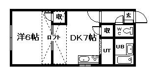 リーフ東光(1DK/2階)の間取り写真