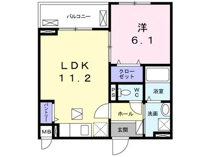 エム・ヴィレッジIII(1LDK/1階)の間取り写真