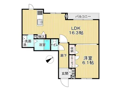 ラディーチェ(1LDK/3階)の間取り写真