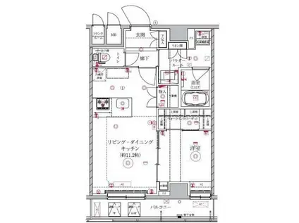 アルテシモ エジス(1LDK/6階)の間取り写真