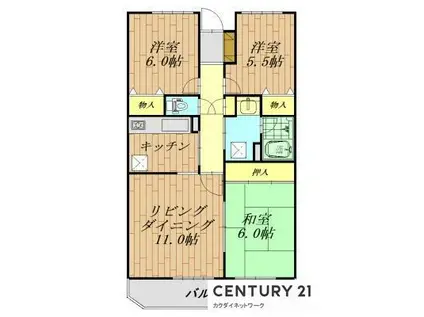 ペアシティ久喜参番館(3LDK/4階)の間取り写真