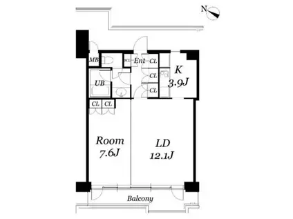 メゾンドゥース南麻布(1LDK/4階)の間取り写真