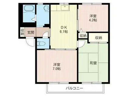 サンセール国立(3DK/1階)の間取り写真