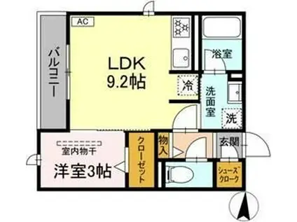 セレスティア本荘中ノ町A(1LDK/2階)の間取り写真