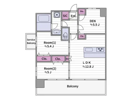 スプランディッド玉造DUE(2SLDK/2階)の間取り写真