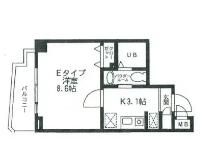 板橋KMコート(1K/2階)の間取り写真