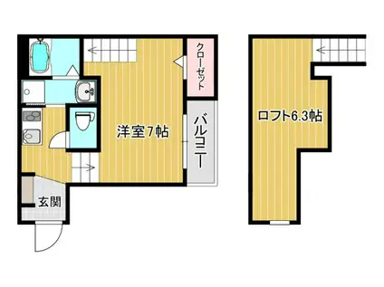 MODERN PALAZZO 須屋BALM(1K/1階)の間取り写真