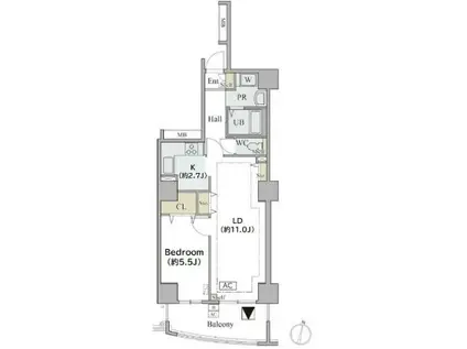 コラム神泉(1LDK/2階)の間取り写真