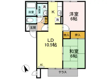 パルテノンロイヤル(2LDK/2階)の間取り写真