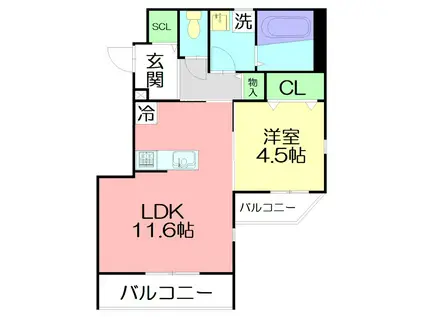 RIVER VILLAGE 茅ヶ崎中海岸(1LDK/3階)の間取り写真