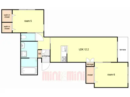コスモス北口町(2LDK/1階)の間取り写真